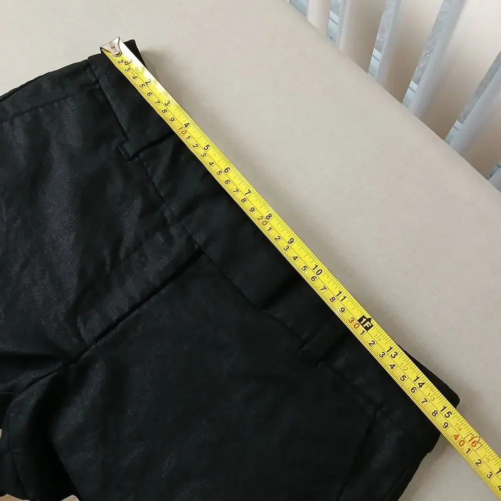 J. Crew black scalloped hem shorts size 4 linen cotton blend pockets zip fly